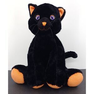 Build A Bear Workshop Black Cat 12" Plush Orange Paws Purple Eyes Halloween BABW